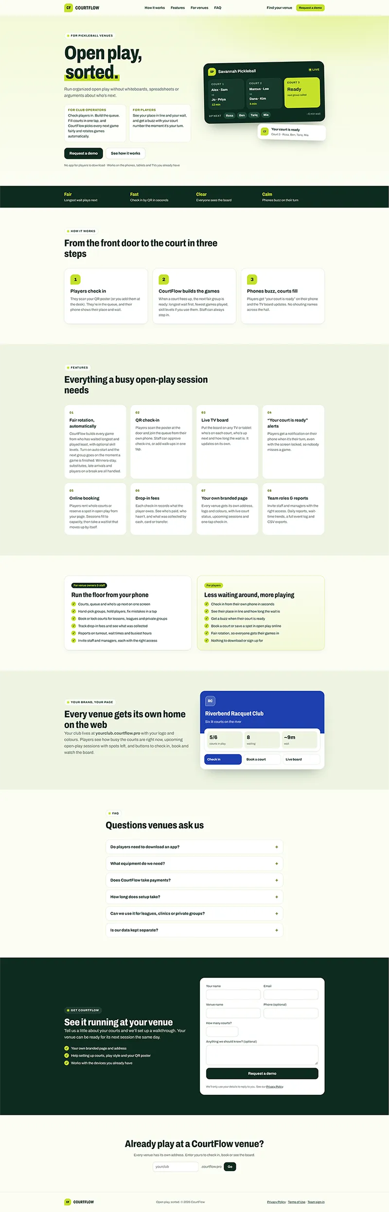 CourtFlow — Landing Page . scroll